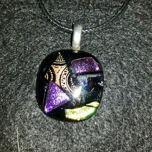 Handmade dychroic glass pendant necklace